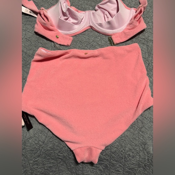 VICTORIAS SECRET SWIM SET UNDERWIRE TOP 34D, SMALL HIGH WAIST BOTTOM Terry cloth - Picture 4 of 8